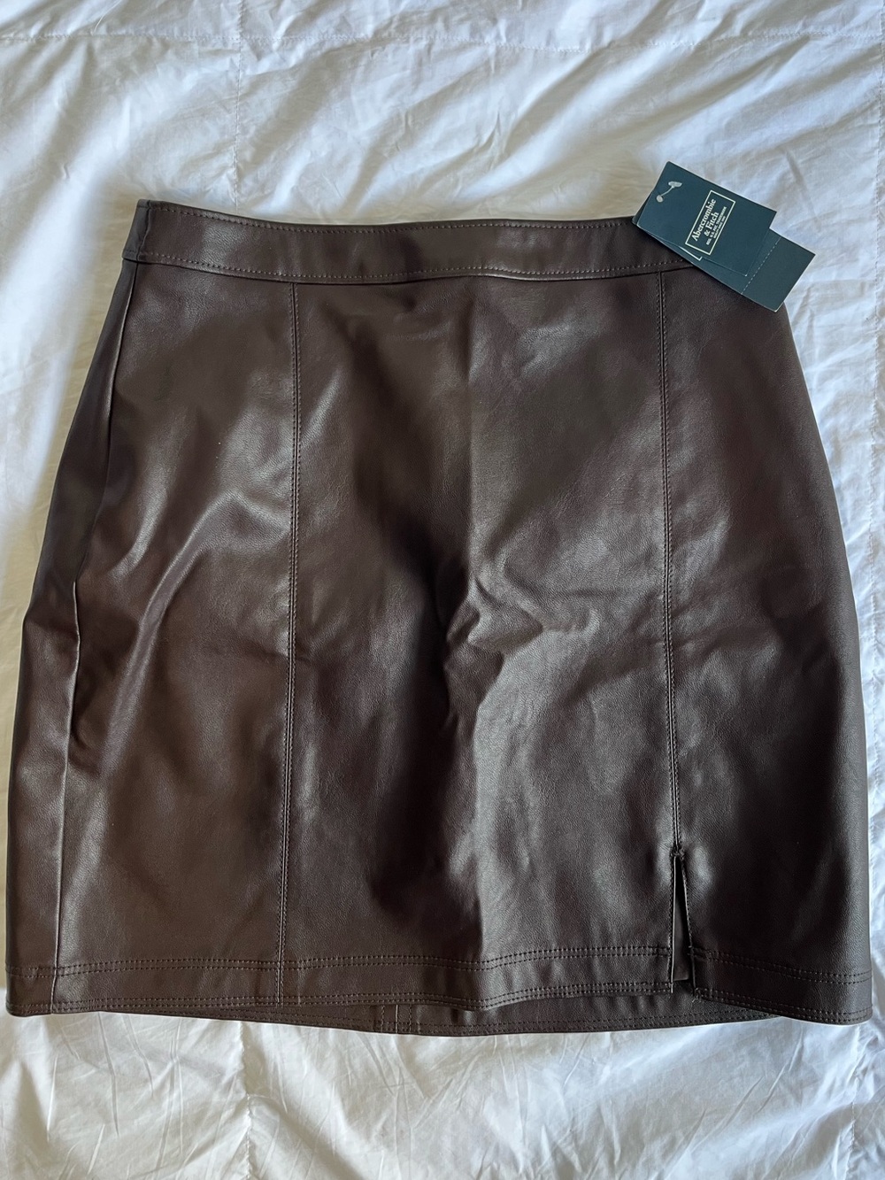 NWT Abercrombie & Fitch Brown Vegan Leather Mini Skirt Goth Feminine Academia